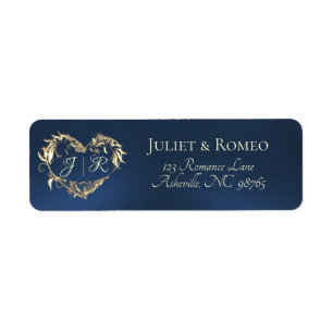 Heart Monogram Return Address - Blue