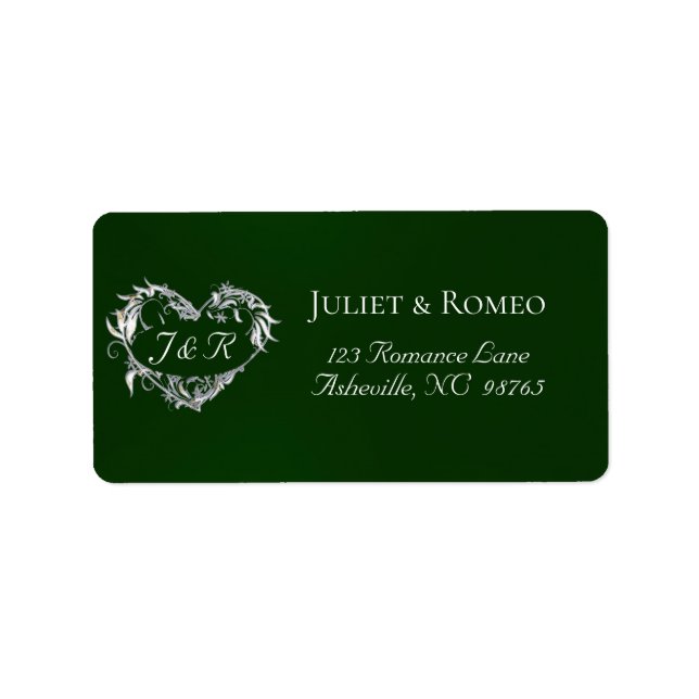 Heart Monogram Return Address - Emerald Label (Front)