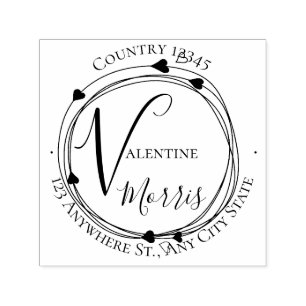 Heart Monogram Return Address Self-inking Stamp