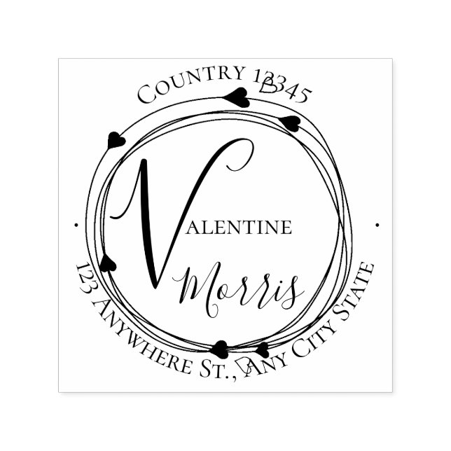 Heart Monogram Return Address Self-inking Stamp (Design)