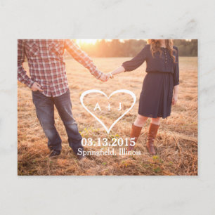 Heart Monogram Save the Date Announcement Postcard