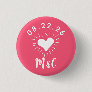 Heart Monogram Wedding 1 Inch Round Button