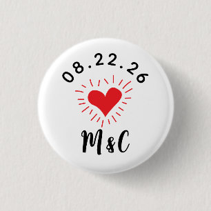 Heart Monogram Wedding 1 Inch Round Button