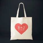 Heart Monogram Wedding Favour Tote Bag<br><div class="desc">Cute girly bold graphy modern heart shape design with the bride and groom's personalized monogram initials and custom wedding date. Perfect for wedding favour tote bags, Valentine's Day, anniversary gift or any occasion! Click the "Customize It" button to add your own custom text and change fonts and colours for a...</div>