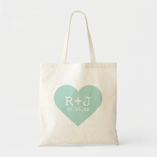 Heart Monogram Wedding Favour Tote Bag