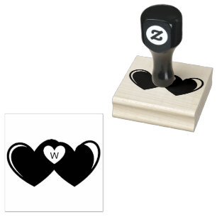 Heart Monogram Wood Art Stamp