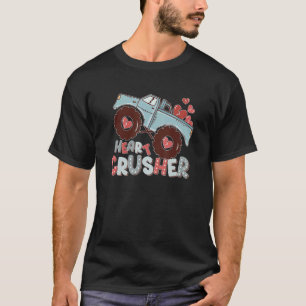 Heart Monster Truck Crusher Valentines Day Cute Bo T-Shirt