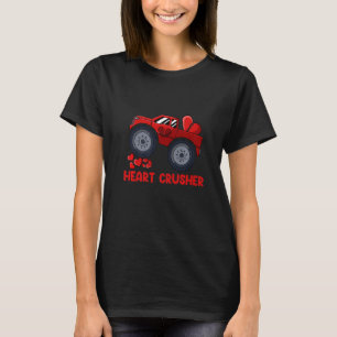 Heart Monster Truck Crusher Valentines Day Cute Bo T-Shirt