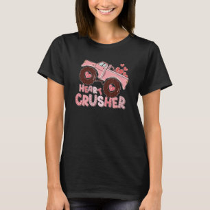 Heart Monster Truck Crusher Valentines Day Cute Gi T-Shirt
