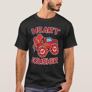 Heart Monster Truck Crusher Valentines Day Love Bo T-Shirt
