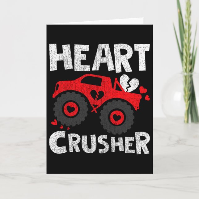 Heart Monster Truck Valentine’s Day  Card (Front)