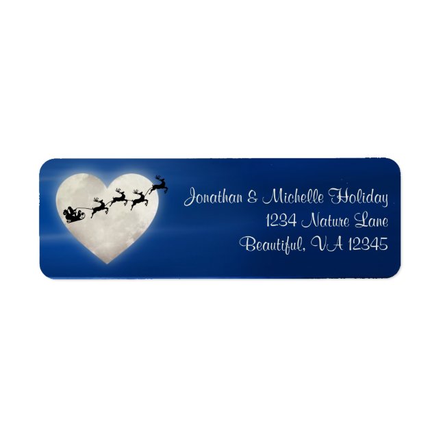 Heart Moon with Santa and Sleigh Holiday Address (Front)