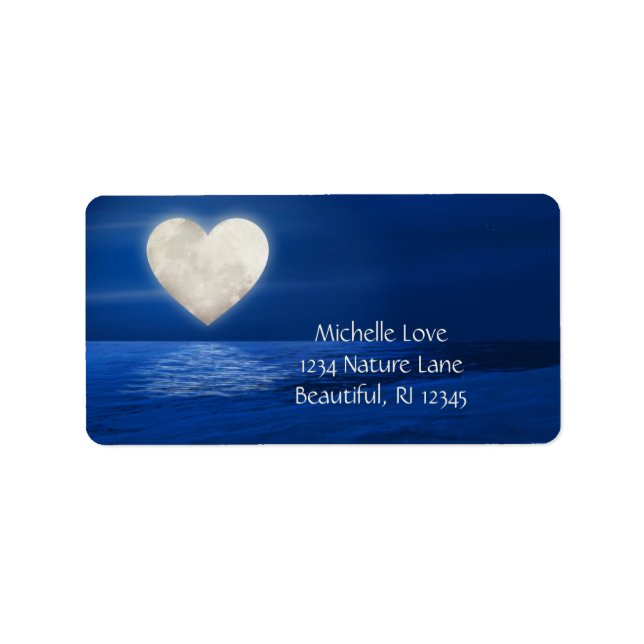 Heart Moon with Snow Covered Beach Winter Address Label (Front)