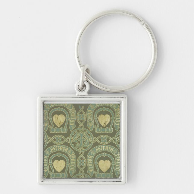 Heart motif ecclesiastical wallpaper design keychain (Front)