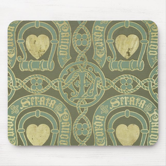 Heart motif ecclesiastical wallpaper design mouse pad (Front)