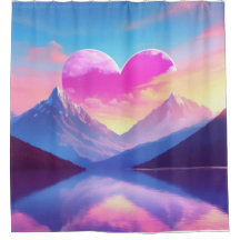 Heart & Mountain Sunset Landscape Art