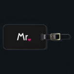 Heart Mr and Mrs luggage tag for him<br><div class="desc">"mr and mrs", "his and hers", "his and her", "mr. and mrs", "mr & mrs", "his & hers", "his & her", couples, couple, "luggage tag", luggage, tag, tags, suitcase, bag, set, pair, bride, groom, his, her, hers, mr., mrs, mister, miss, misses, missus, script, cursive, fancy, stylish, married, "just married", marriage,...</div>