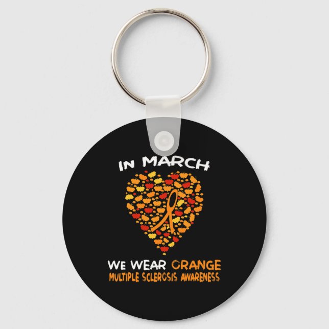 Heart Ms Multiple Sclerosis Awareness March We Wea Keychain (Front)