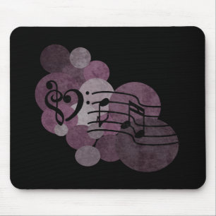 heart music clefs and indigo polka dots mouse pad