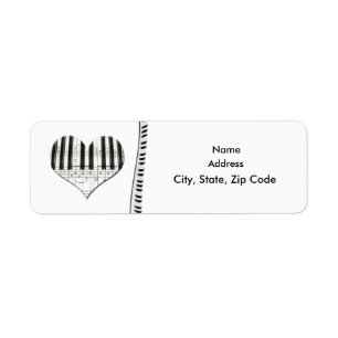 Heart Music Notes Keyboard Grand Piano Label