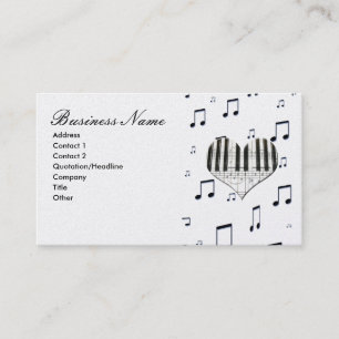 Heart & Music Notes Piano Keyboard Business Card