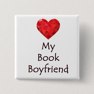 Heart My Book Boyfriend 2 Inch Square Button