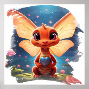 *~* Heart Mythical AP48 Cute Baby Dragon Poster