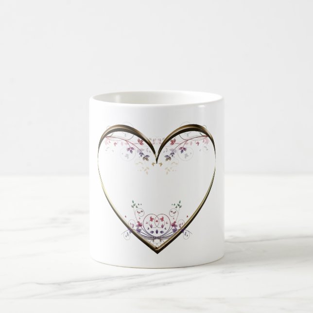 Heart n Flowers Custom Message Coffee Mug (Center)