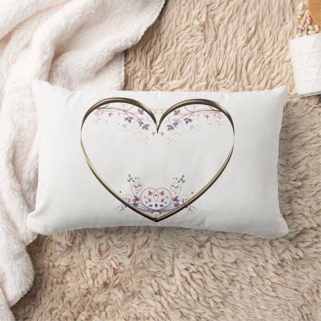 Heart n Flowers Custom Message Lumbar Pillow (Blanket)