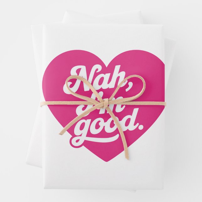 Heart Nah Im Good Anti Valentines Day Single Aware Wrapping Paper Sheet (In situ)