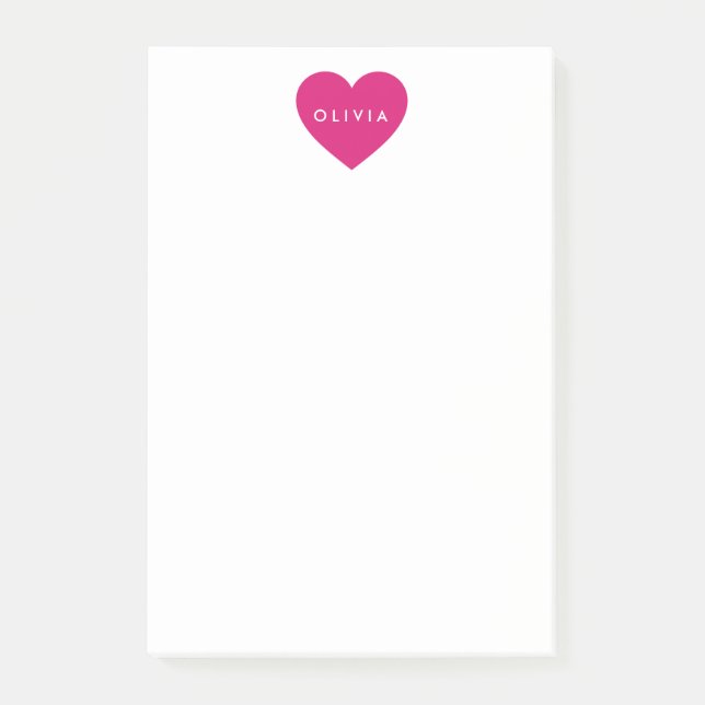Heart Name Personalized Post-it Notes (Front)