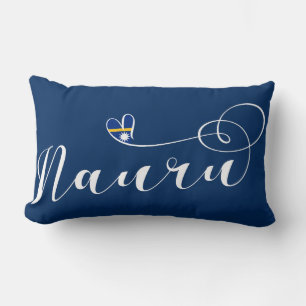 Heart Nauru Flag, I Love Nauru, Republic of Nauru Lumbar Pillow