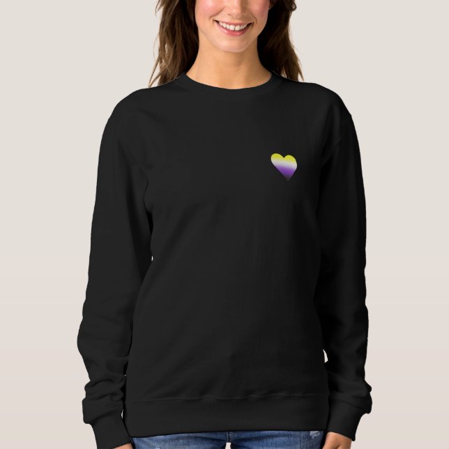 Heart Nonbinary Subtle Flag Enby Pride Trans Lgbtq Sweatshirt (Front)