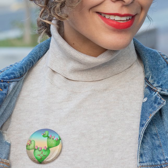 Heart Nopales cactus Zia desert 1 Inch Round Button (Creator Uploaded)