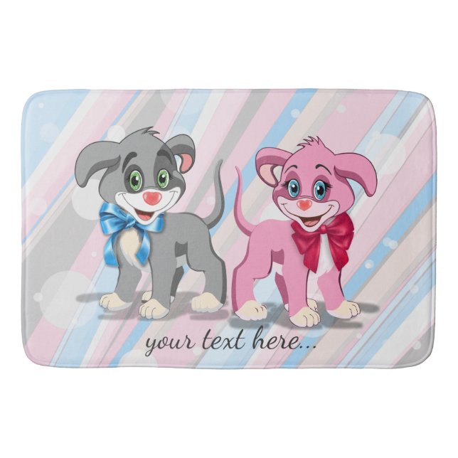 Heart Nose Puppies Cartoon Bath Mat (Front)
