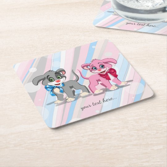 Heart Nose Puppies Cartoon Square Paper Coaster