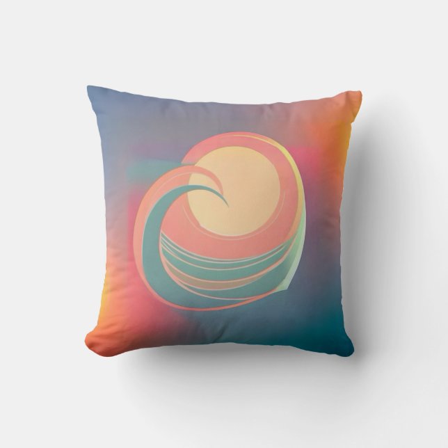 Heart Ocean Wave Sun Throw Pillow (Front)