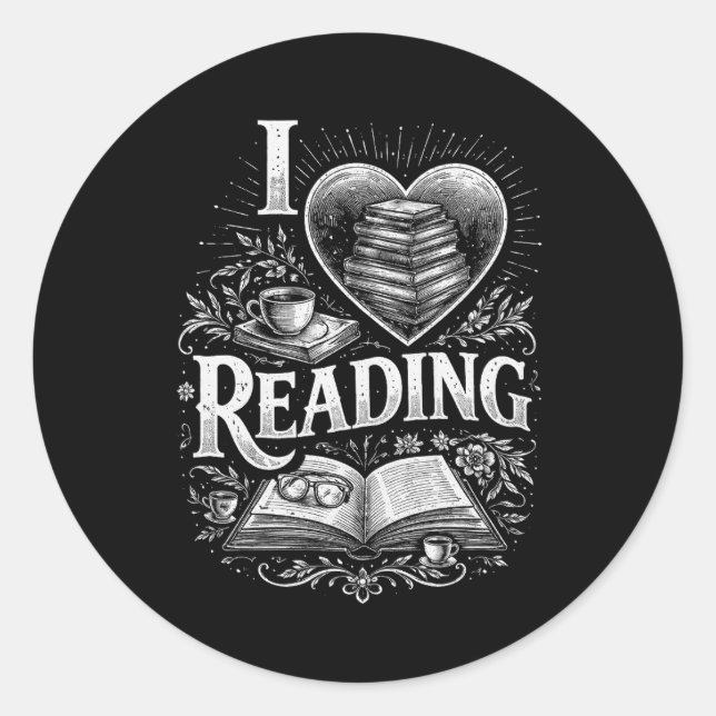 Heart of a Book Lover Classic Round Sticker (Front)
