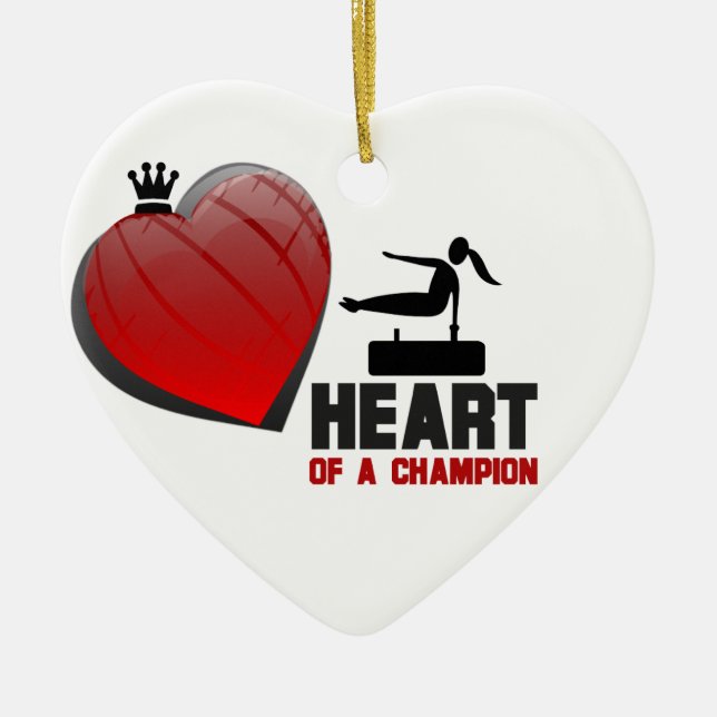 Heart of a Champion Gymnastics Ceramic Ornament (Front)