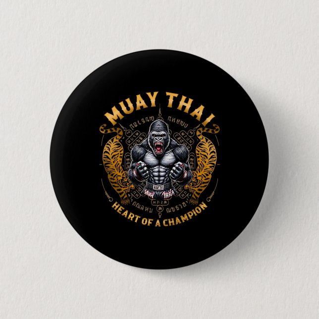 Heart Of A Champion - Kickboxing And Muay Thai Ang 2 Inch Round Button (Front)