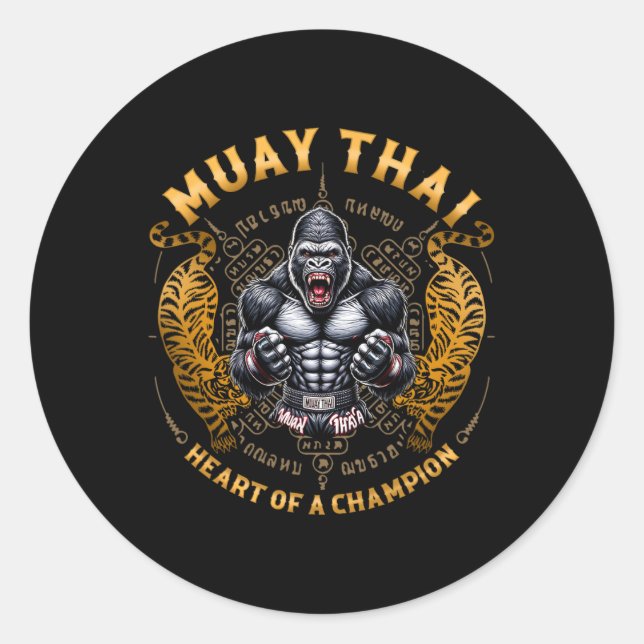 Heart Of A Champion - Kickboxing And Muay Thai Ang Classic Round Sticker (Front)