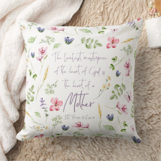 Heart of a Mother pillow with wildflowers