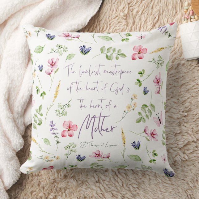 Heart of a Mother pillow with wildflowers (Blanket)