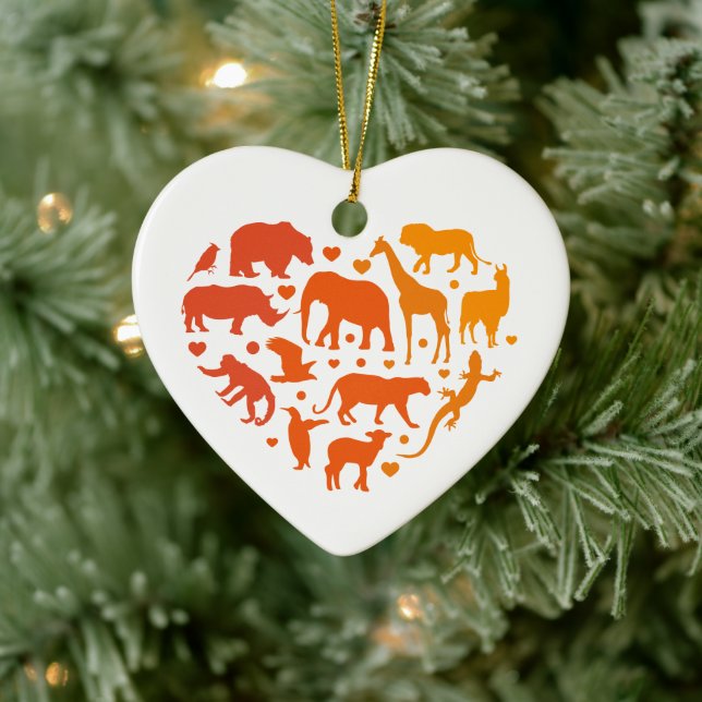 Heart of animals, Gift For Animals lovers Ceramic Ornament (Tree)