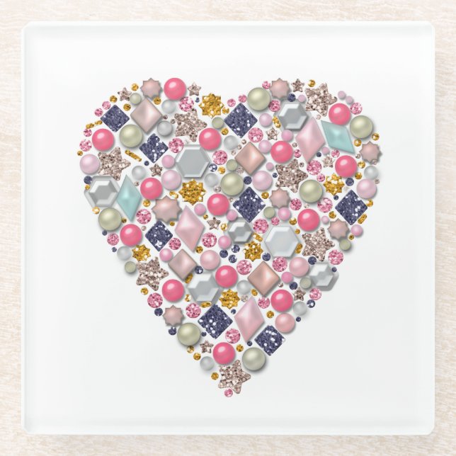 Heart of beads glass coaster (Front)