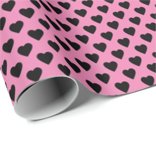 Heart of black on pink wrapping paper