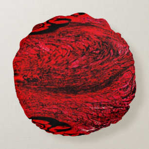 Heart of Chaos – Infinite Red Spiral Round Pillow