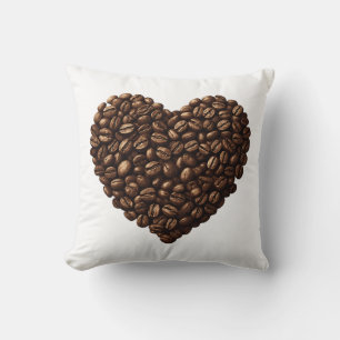 Heart of Coffee Beans Throw Pillow