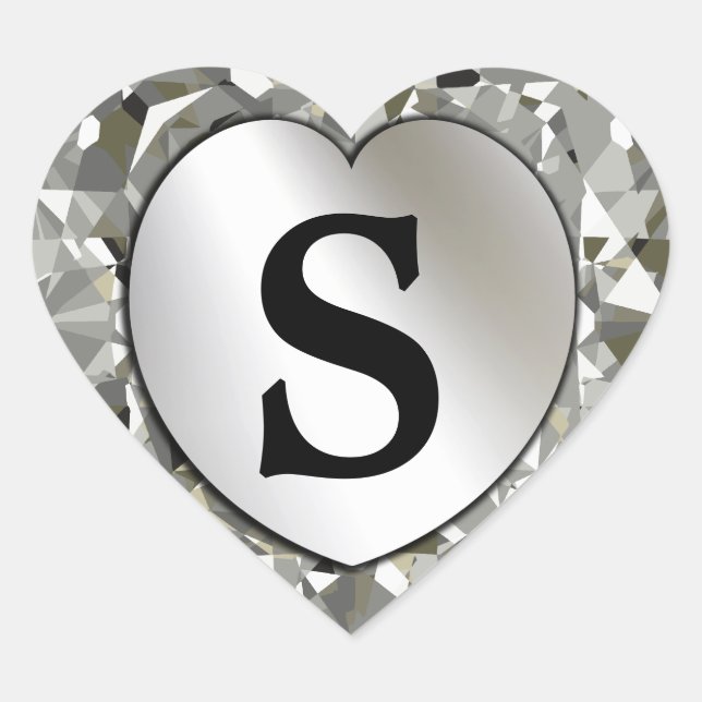 Heart Of Diamonds Add Any Monogram Seals Stickers (Front)