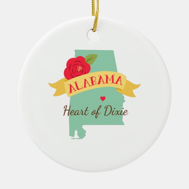 Heart Of Dixie Ceramic Ornament (Front)
